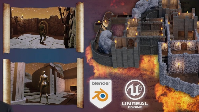 Blender 3 to Unreal Engine 5 Dungeon Modular Kitbash