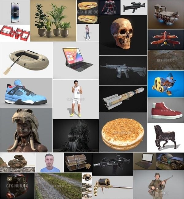 PBR Game 3D-Models Bundle 1 December 2022