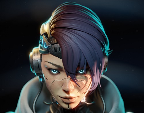 Gumroad – Cyberpunk Style Girl Blender modeling