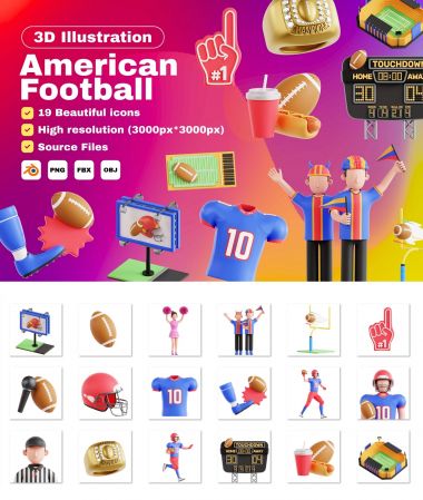 EE – American Football – 3D Icon Set MV53V8S