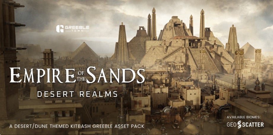 Superhive – Empire Of The Sands – Desert Structures Kitbash Greeble Assets