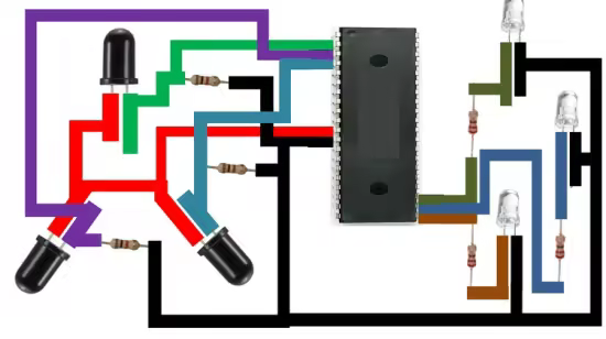 Detecting fire using PIC16F877A using IR LED. Tutorials.