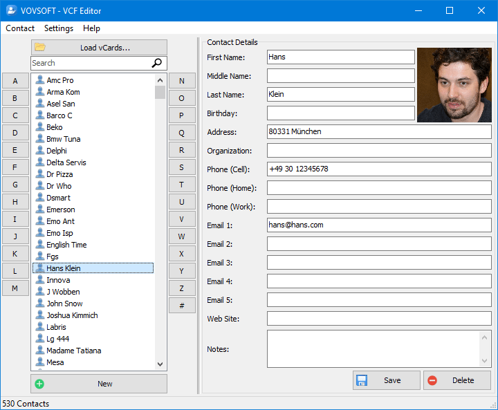 VovSoft VCF Editor 2.5