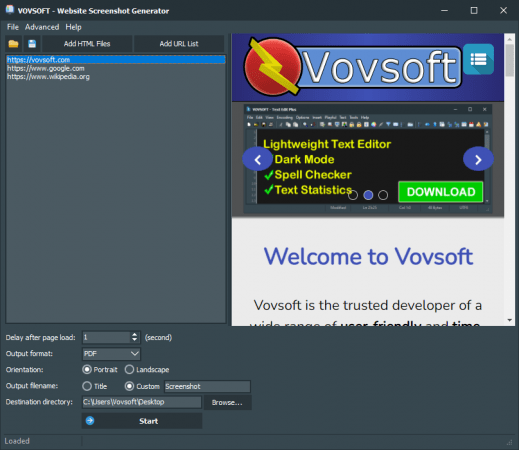 VovSoft Website Screenshot Generator 2.5 x64