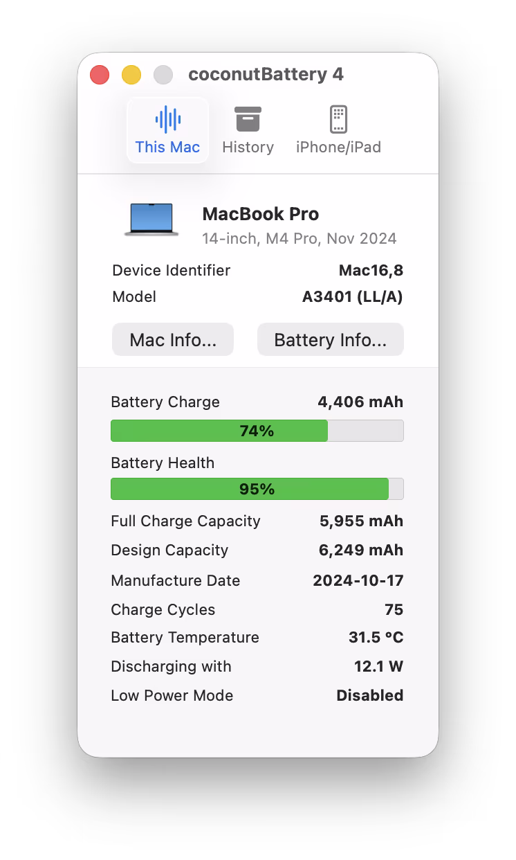 coconutBattery 4.3.2 MacOS
