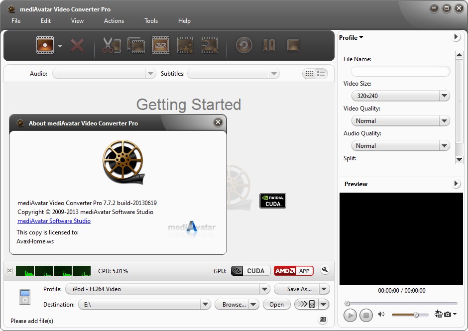 mediAvatar Video Converter Pro 7.7.2.20130619