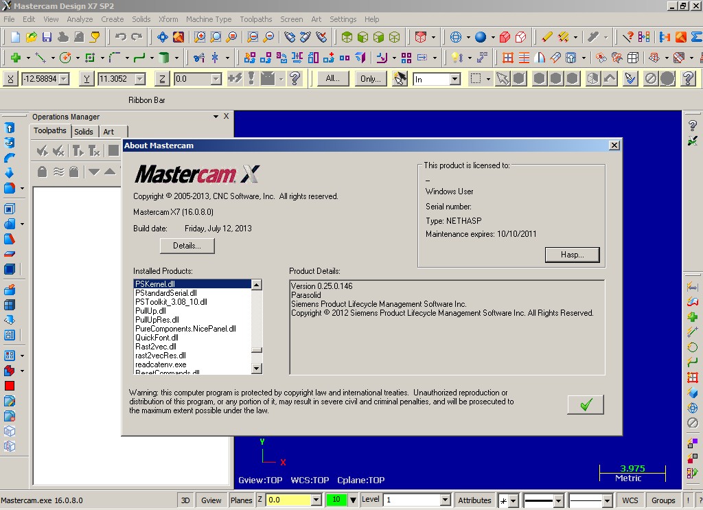 Mastercam X7 SP2 Update
