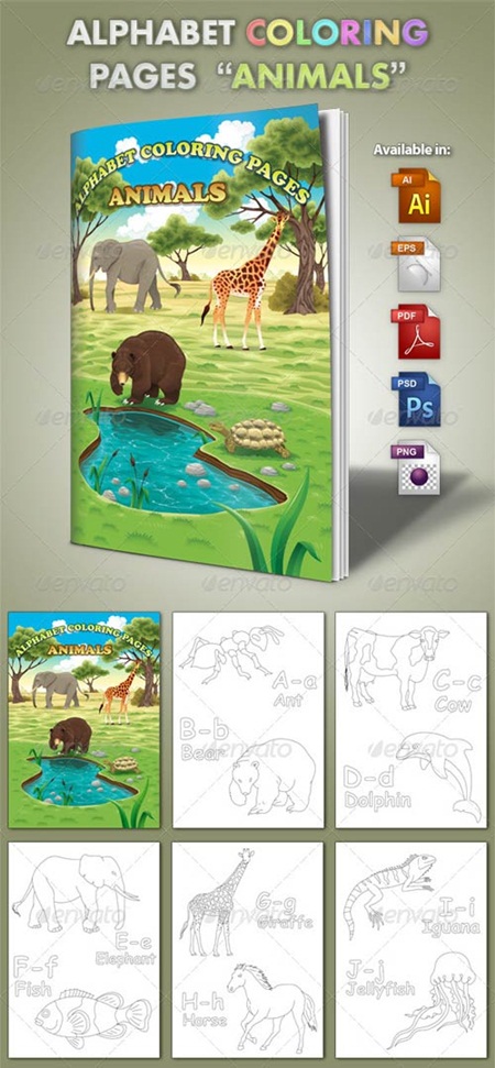 Alphabet Coloring Pages - Animals
