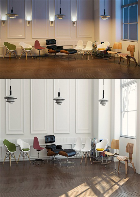 Aleso 3D &ndash; Eames Furniture Pack + 2 Scenes With Night & Daylight Setup