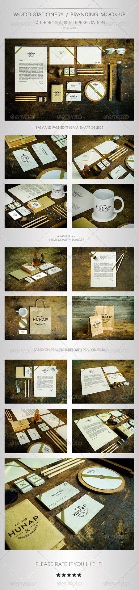 GraphicRiver Wood Stationery Branding Mock-Up GraphicRiver Wood Stationery Branding Mock-Up