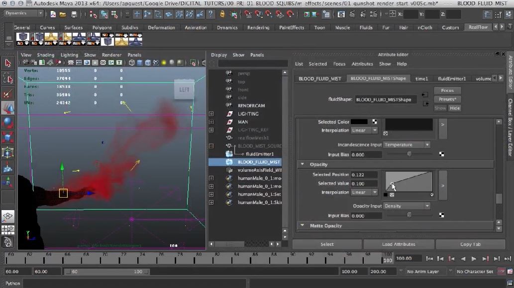 Creating Blood FX in Maya and RealFlow