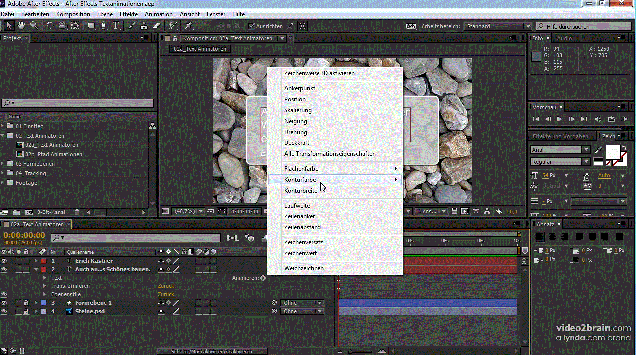 Texte animieren mit After Effects Textanimatoren und Bereichsauswahlen