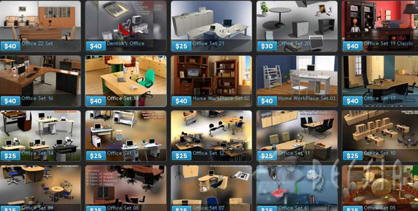 humster3d – 27 Office Sets and Office Furniture 3D Models 办公家具的3 d模型
