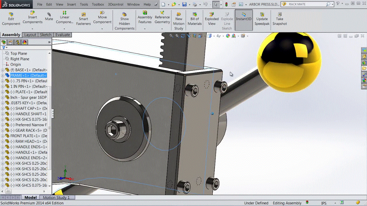 Creating a Working Arbor Press in SolidWorks