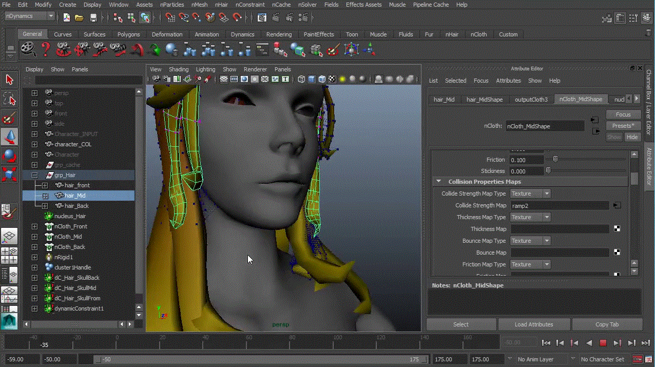 Simulating Hair Using nCloth in Maya 
