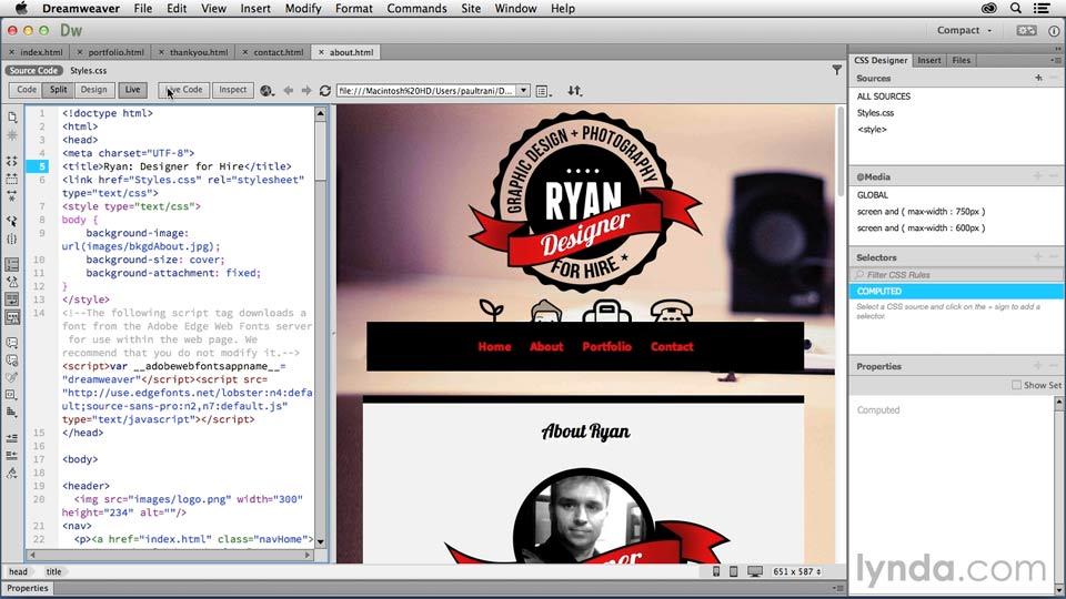 Lynda – Creating a First Website in Dreamweaver CC 2014