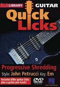 Progressive Shredding – Quick Licks – Style: John Petrucci; Key: Em