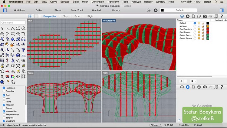 Model complex 3D architectural geometry with Rhinoceros