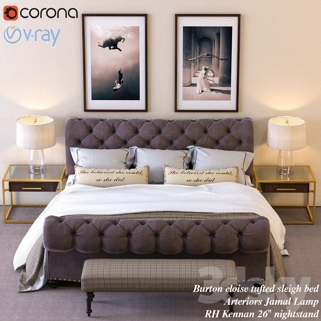 Burton eloise tufted sleigh bed