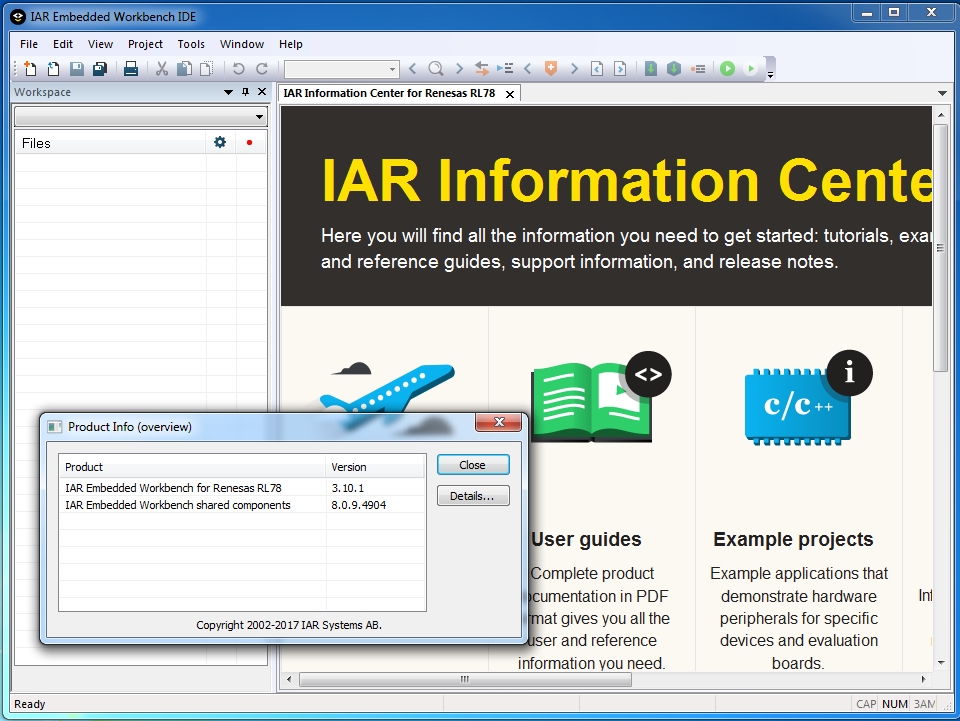IAR Embedded Workbench for RL78 version 3.10.1