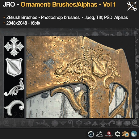 Gumroad – 55 Ornament Brushes + alpha/height maps – Vol1