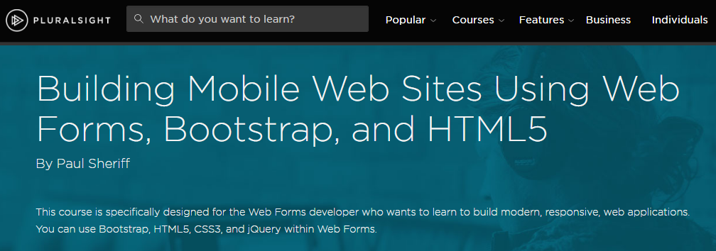Building Mobile Web Sites Using Web Forms, Bootstrap, and HTML5